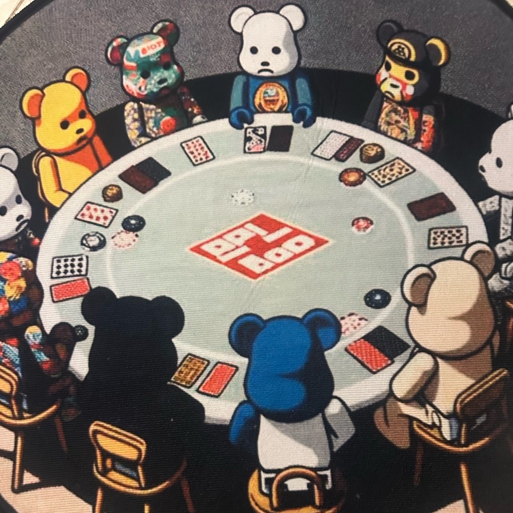 Brick Bear playing poker Rug